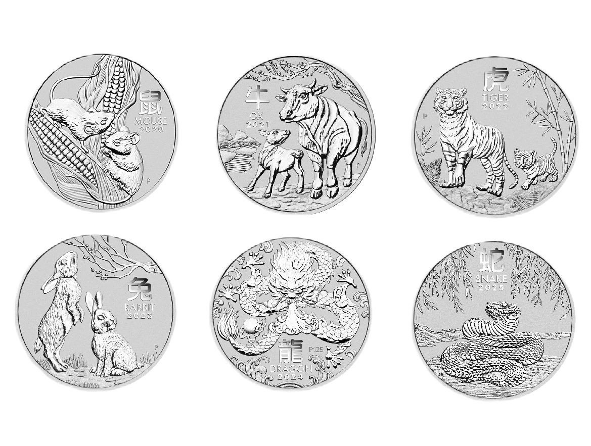 2020-25 Perth Mint Australian Lunar Year Series III 1oz Silver Bullion 6 Coin Collection