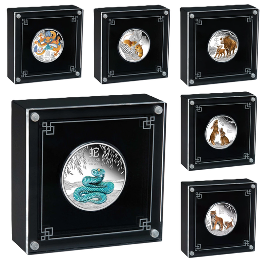 2020-2025 Perth Mint Australian Lunar Series III 1/2oz Silver Coloured Proof 6 Coin collection