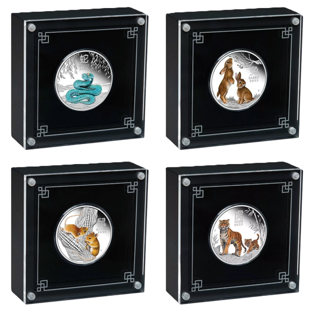 Perth Mint Australian Lunar Series III 1/2oz Silver Coloured Proof 4 Coin collection