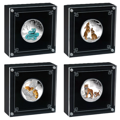 Perth Mint Australian Lunar Series III 1/2oz Silver Coloured Proof 4 Coin collection