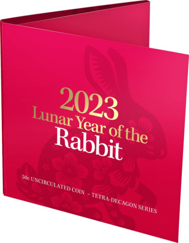 2023 Royal Australian Mint Lunar Year Of The Rabbit 50c Tetradecagon coin on card