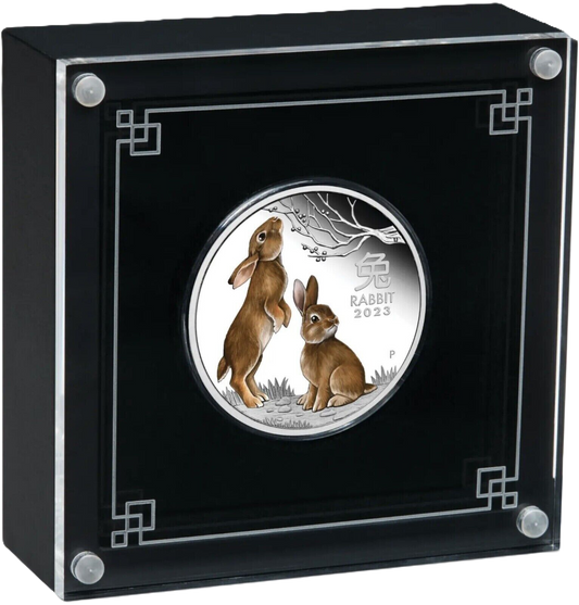 2023 PerthMint Series III Lunar year of the Rabbit Silver proof 1/2oz coloured coin