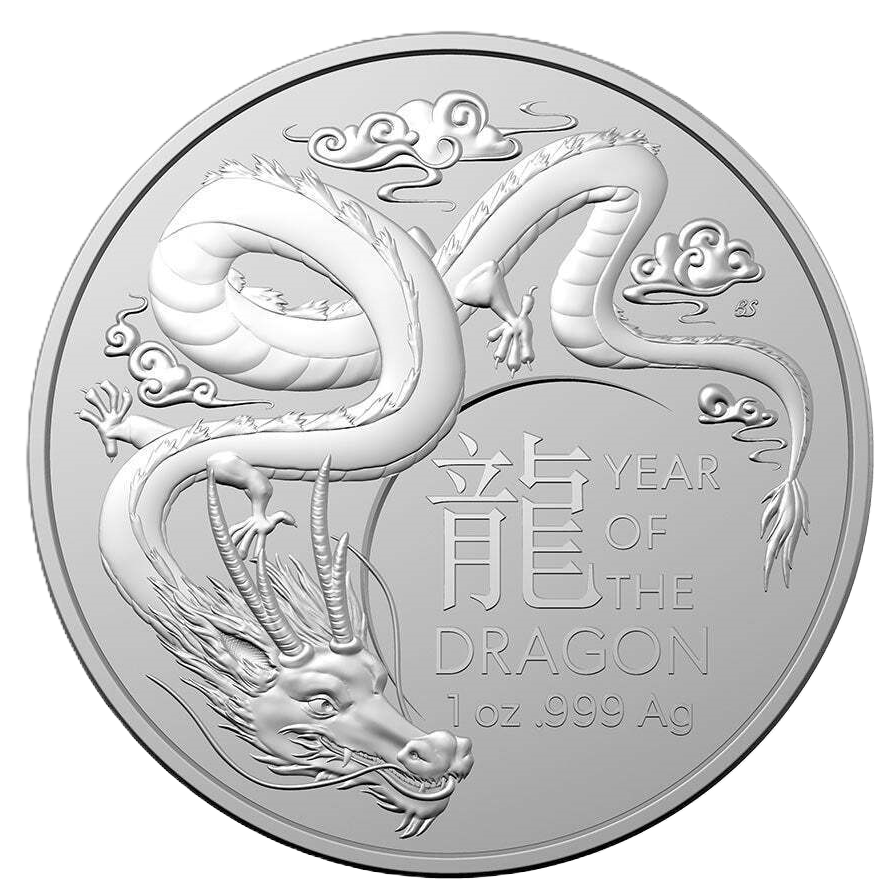 2024 Australian Lunar Series - Year of the Dragon  -  Royal Australian Mint - $1 1oz Silver Bullion Coin