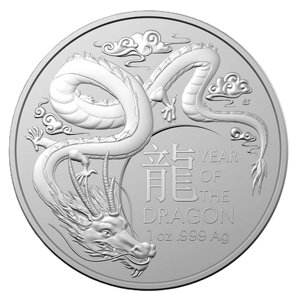 2024 Australian Lunar Series - Year of the Dragon  -  Royal Australian Mint - $1 1oz Silver Bullion Coin