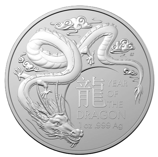 2024 Australian Lunar Series - Year of the Dragon  -  Royal Australian Mint - $1 1oz Silver Bullion Coin