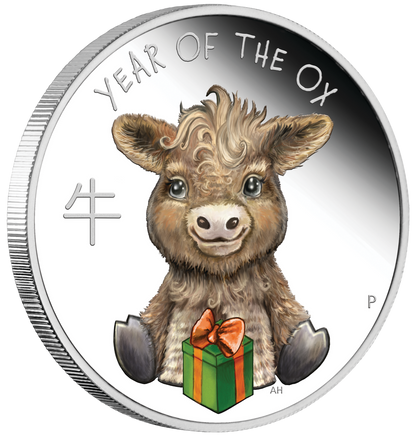 2021 PerthMint Baby Ox 1/2oz Silver Proof Coloured Coin