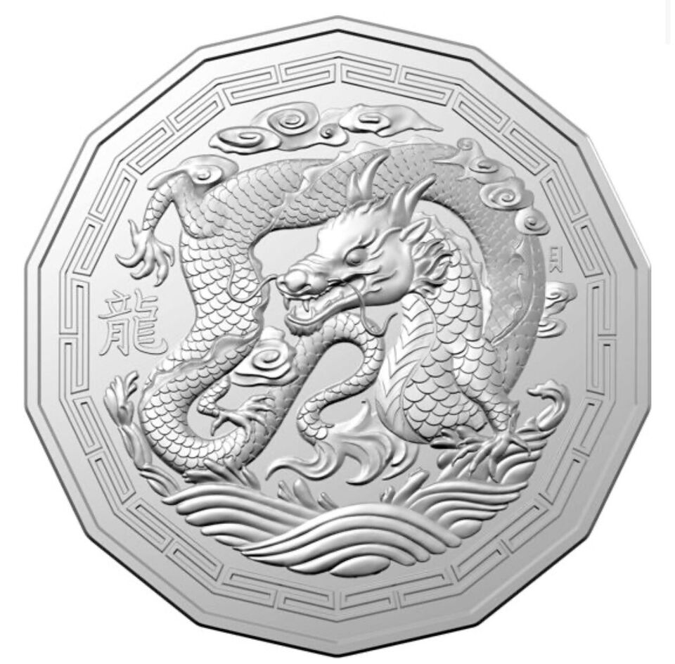 2024 RAM 50c Unc Tetradecagon Lunar Year Of The Dragon Coin