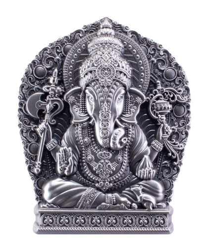 2023 South Korean Mint Ganesha 2oz stackable silver antiqued coin in Speically designed capsule