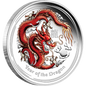 2012 PerthMint Australian Lunar Series II - Year of the Dragon 1oz Silver Red Coloured coin