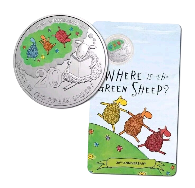 2024 Where is the Green Sheep 20c coloured coin in Card & 2023 Edward the Emu 20c coin on Special Edition Book