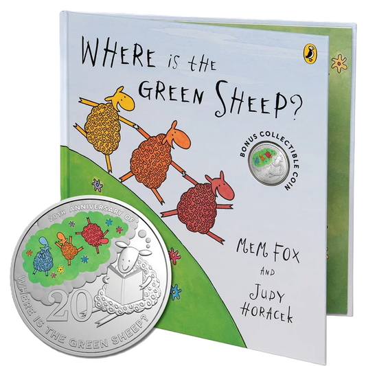 2024 Where is the Green Sheep 20c coin on Special Edition Book & 2023 Edward the Emu 20c coin on Card