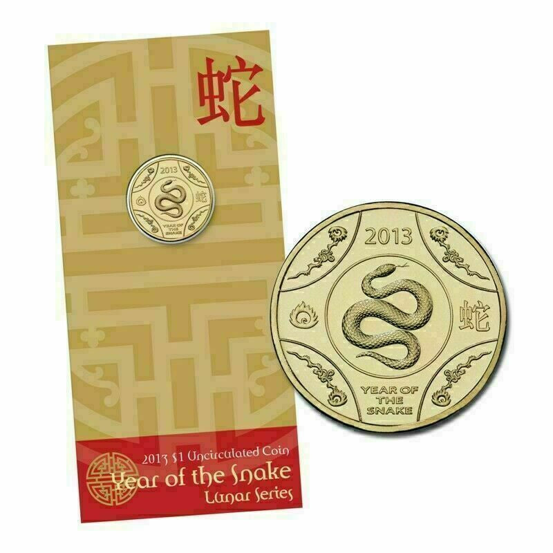 2013 Royal Australian Mint Lunar Year of the Snake $1 Unc Coin