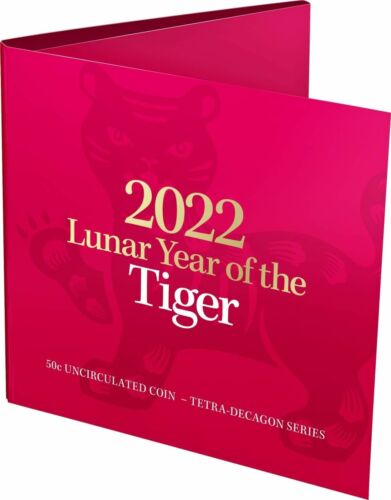 2022 Royal Australian Mint Lunar Year Of The Tiger 50c Tetradecagon coin on card