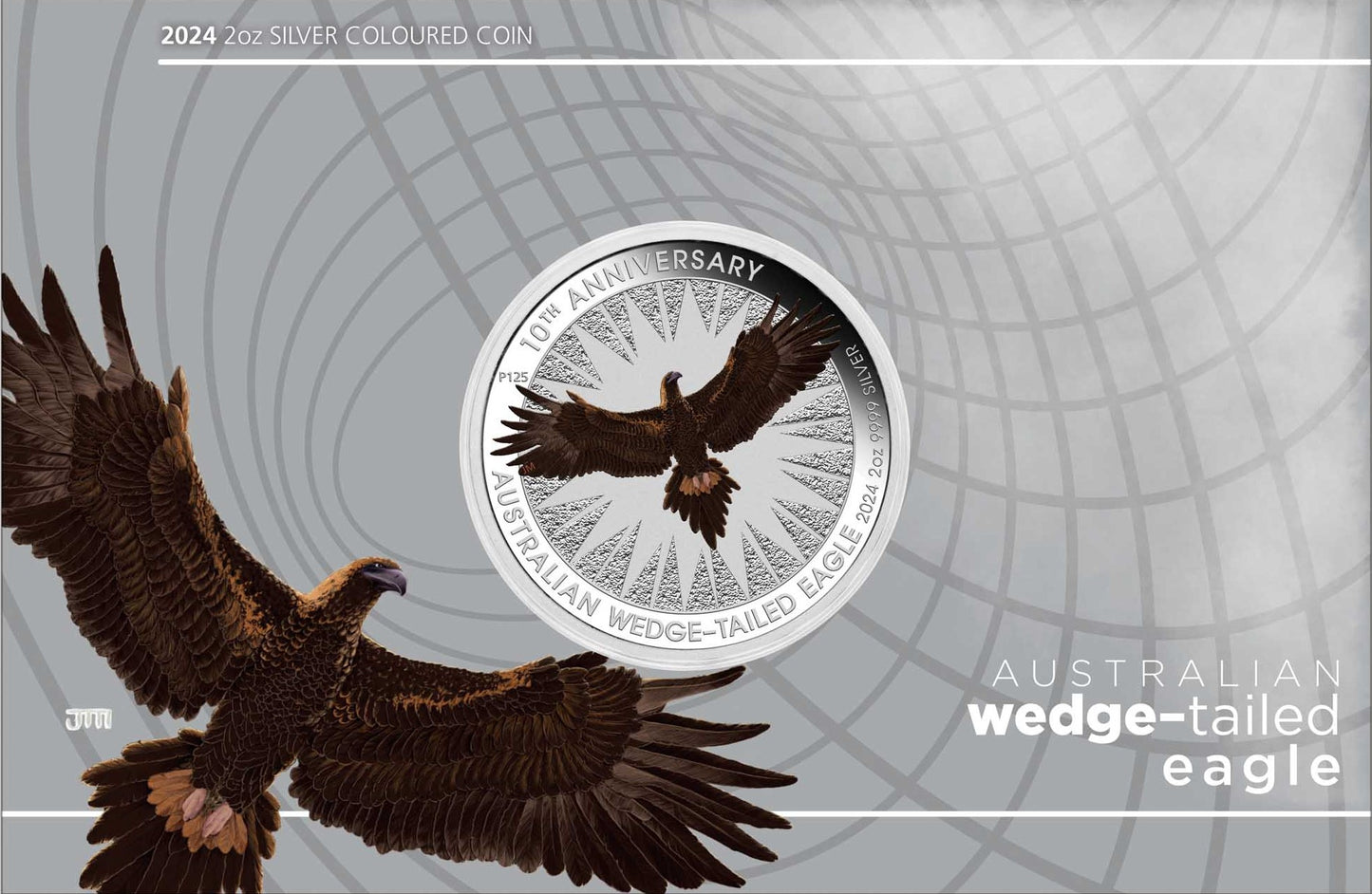 2024 Australian Wedge-Tailed Eagle 10th Anniversary 2oz Silver Coloured Coin in Card