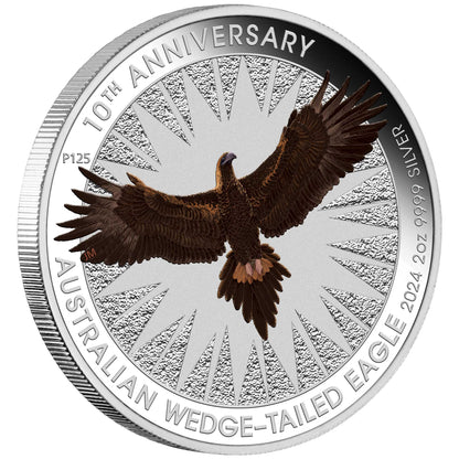 2024 Australian Wedge-Tailed Eagle 10th Anniversary 2oz Silver Coloured Coin in Card