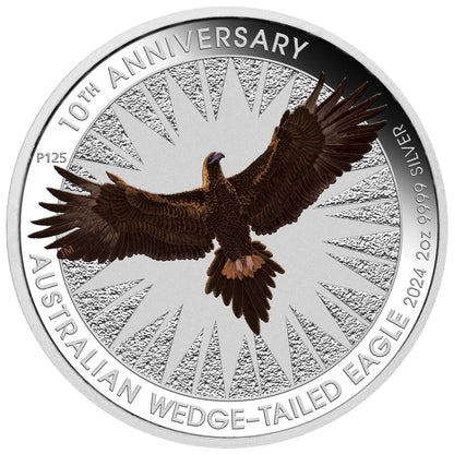 2024 Australian Wedge-Tailed Eagle 10th Anniversary 2oz Silver Coloured Coin in Card